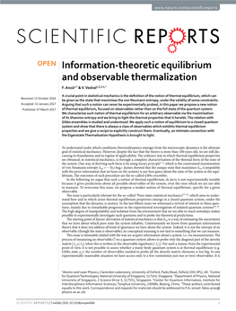Information-Theoretic Equilibrium and Observable Thermalization F