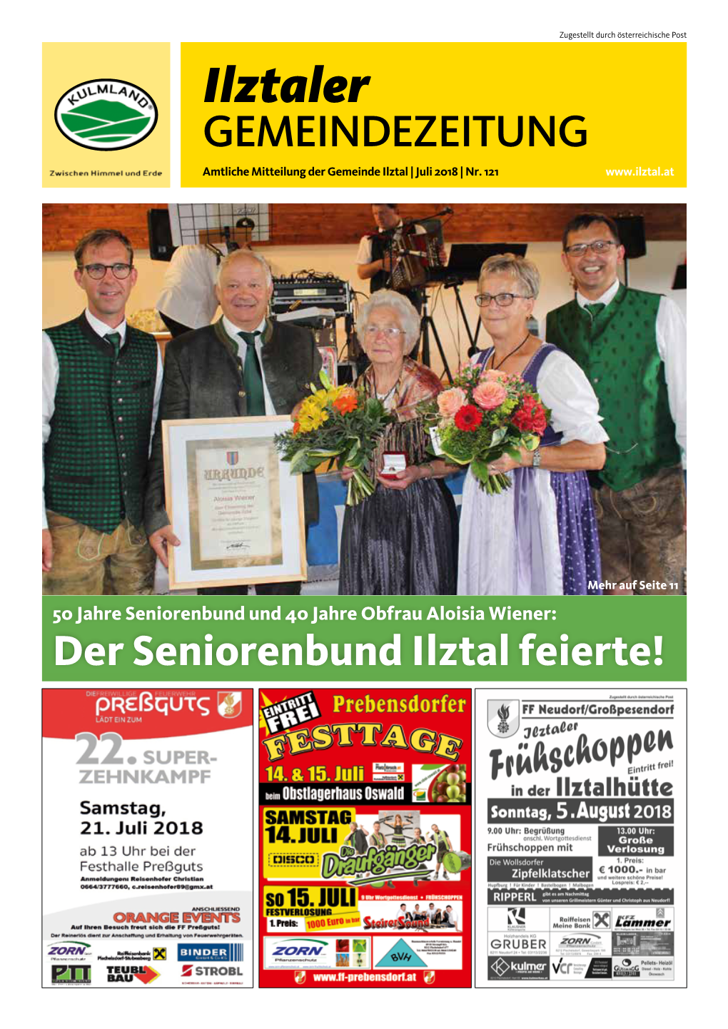 Ilztaler GEMEINDEZEITUNG Amtliche Mitteilung Der Gemeinde Ilztal | Juli 2018 | Nr