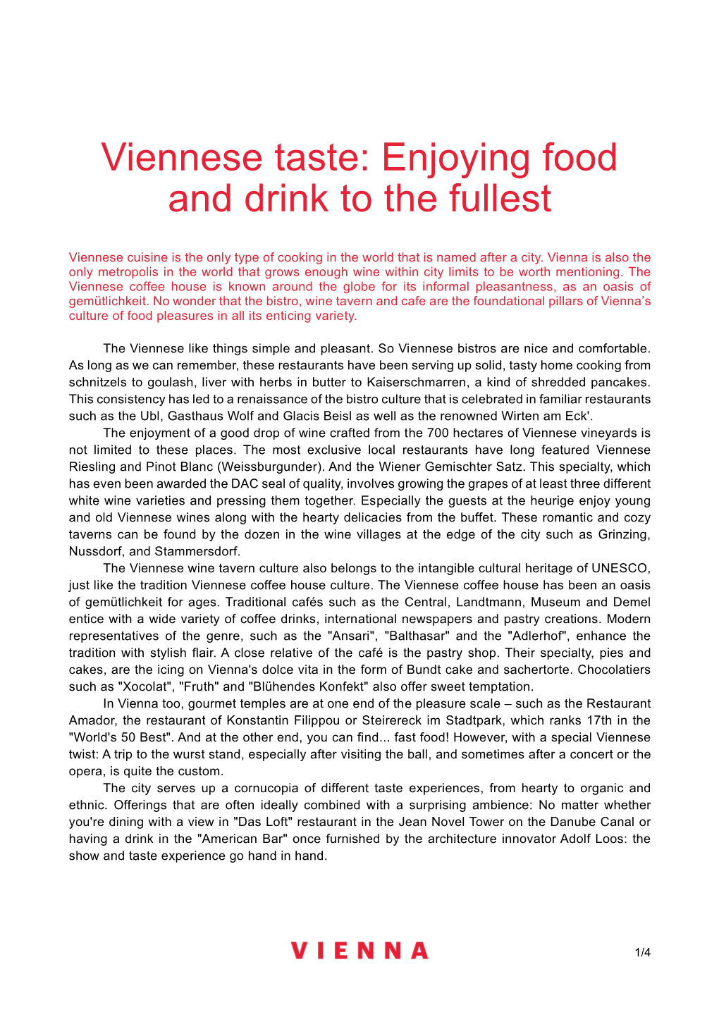 Viennese Taste: Enjoying Food and Drink to the Fullest