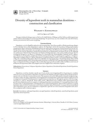 Diversity of Hypsodont Teeth in Mammalian Dentitions – Construction and Classification