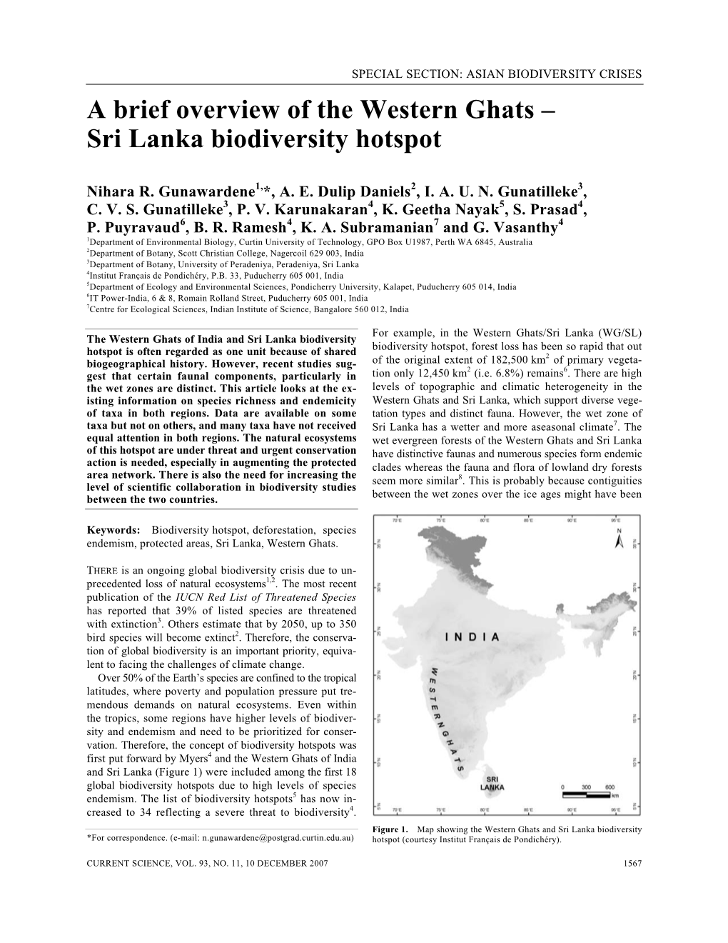 A Brief Overview of the Western Ghats – Sri Lanka Biodiversity Hotspot