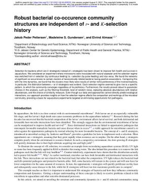 And K-Selection History