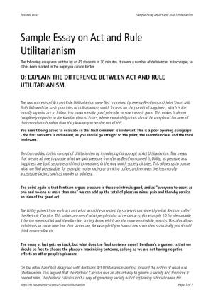 Sample Essay on Act and Rule Utilitarianism.Pages