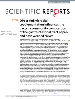 Direct-Fed Microbial Supplementation Influences the Bacteria Community