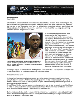 Lebron James Breaks Silence on Darfur 'Human Rights and People's Lives Are in Jeopardy'