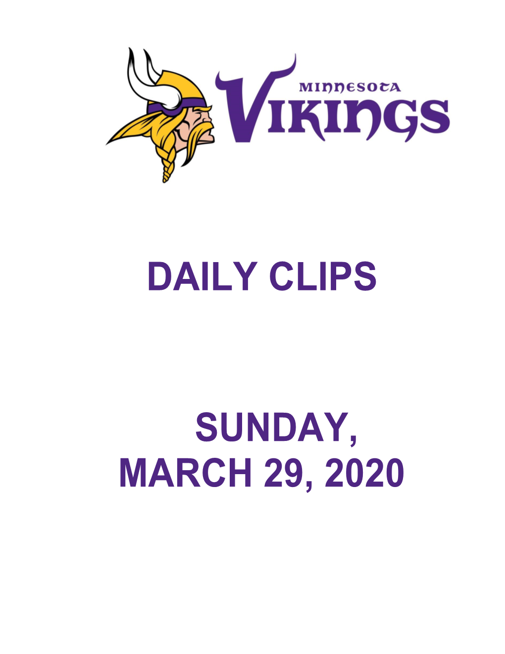 Daily Clips Sunday, March 29, 2020