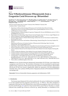 New 9-Hydroxybriarane Diterpenoids from a Gorgonian Coral Briareum Sp