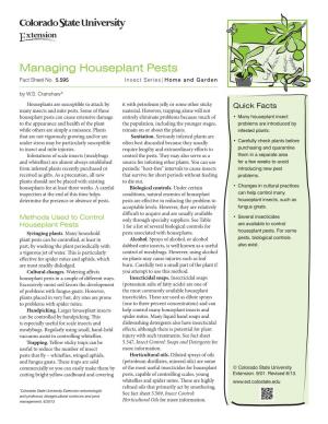 Managing Houseplant Pests Fact Sheet No