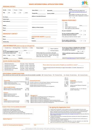 Waifs International Application Form Personal Details