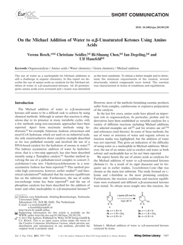 On the Michael Addition of Water to ,Unsaturated Ketones Using Amino