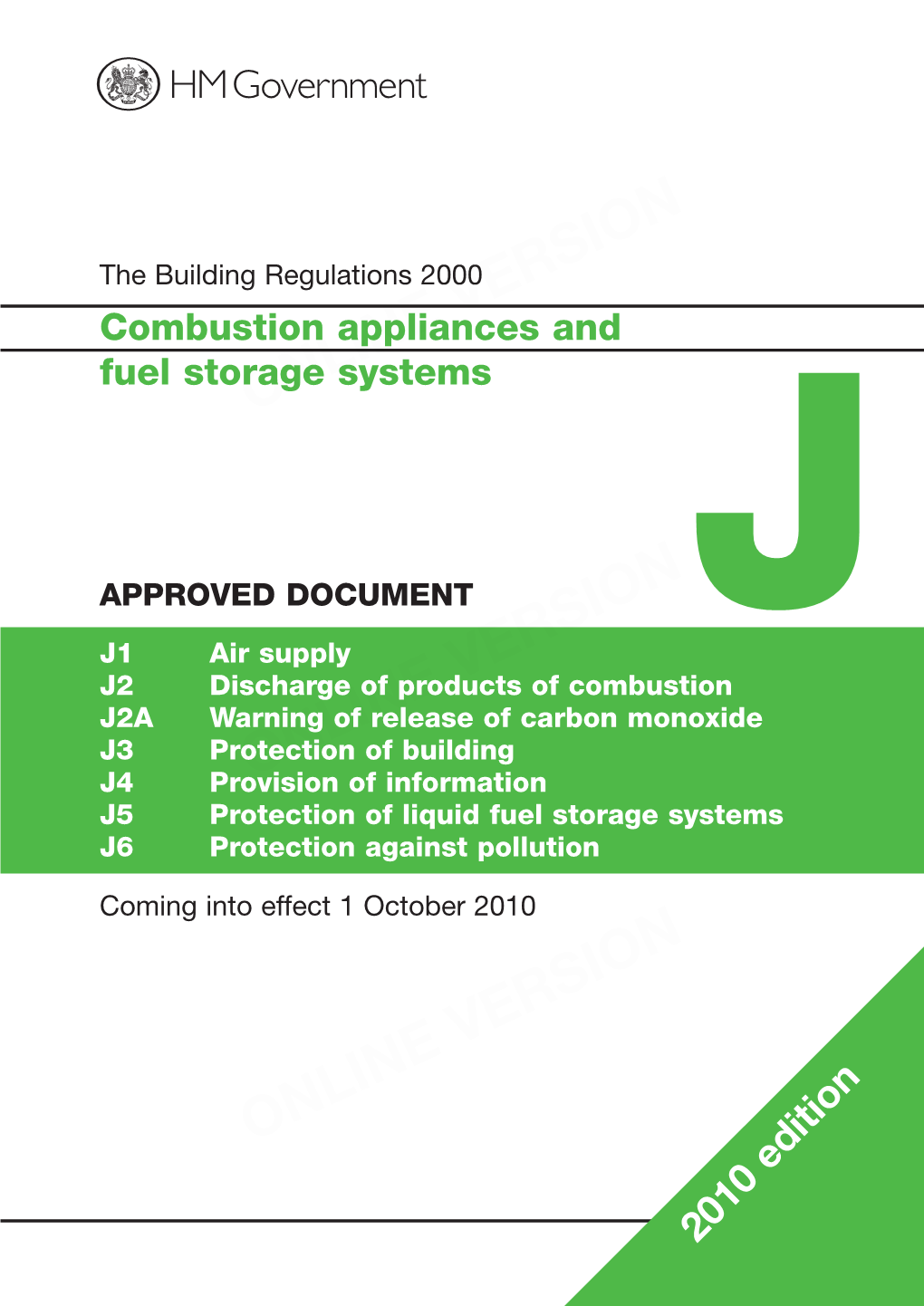 Building Regulations 2000 Combustion Appliances and Fuel Storageonline Systems VERSION