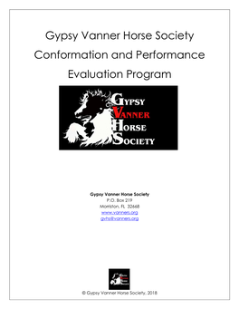 Gypsy Vanner Horse Society Conformation and Performance Evaluation Program