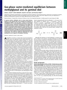 Gas-Phase Water-Mediated Equilibrium Between SPECIAL FEATURE Methylglyoxal and Its Geminal Diol