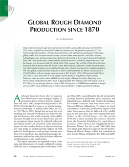 Global Rough Diamond Production Since 1870