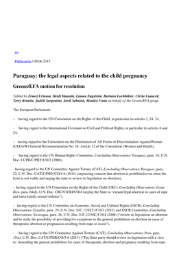 Paraguay: the Legal Aspects Related to the Child Pregnancy