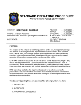 Standard Operating Procedure Whitefish Bay Police Department
