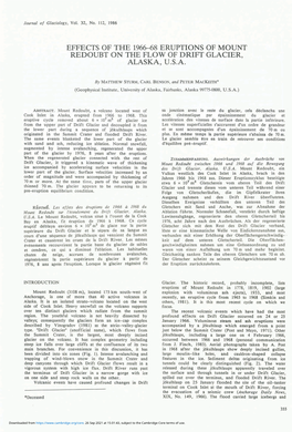 Effects of the 1966-68 Eruptions of Mount Redoubt on the Flow of Drift Glacier, Alaska, U.S.A