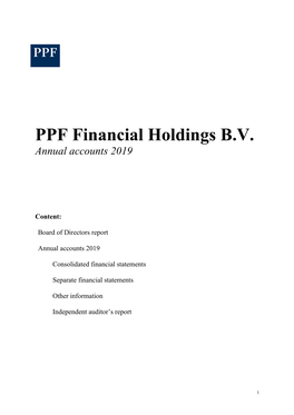 PPF Financial Holdings B.V. – Annual Accounts 2019
