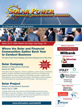 Where the Solar and Financial Communities Gather Each Year to Conduct Business Solar Company Solar Project