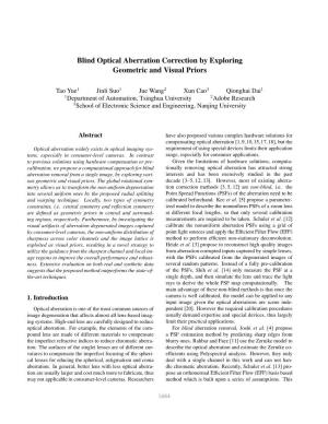 Blind Optical Aberration Correction by Exploring Geometric and Visual Priors