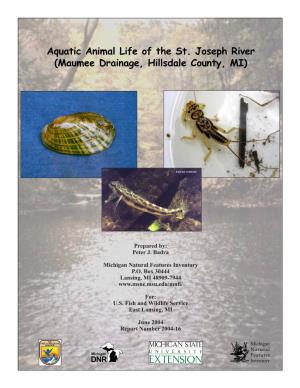 Aquatic Animal Life of the St. Joseph River (Maumee Drainage, Hillsdale County, MI)