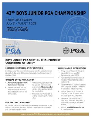 Boys Junior Pga Section Championship Conditions of Entry