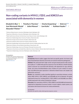 Non‐Coding Variants in MYH11, FZD3, and SORCS3 Are Associated
