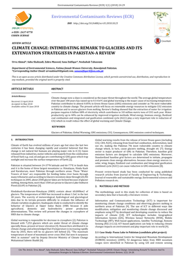Environmental Contaminants Reviews (ECR) CLIMATE CHANGE: INTIMIDATING REMARK to GLACIERS and ITS EXTENUATION STRATEGIES in PAKIS
