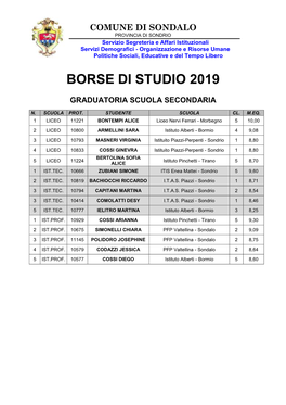 Borse Di Studio 2019