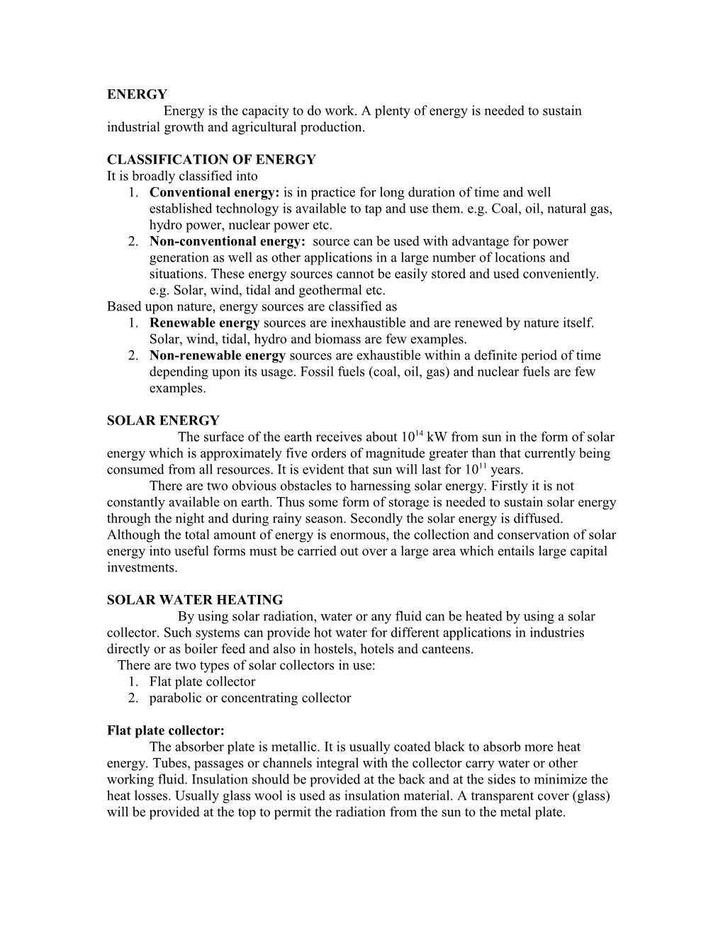 Classification of Energy