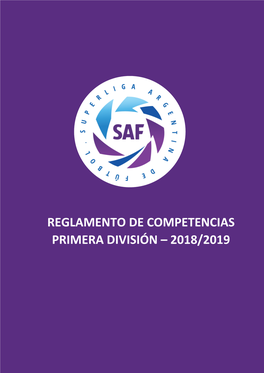 Reglamento De Competencias Primera División – 2018/2019