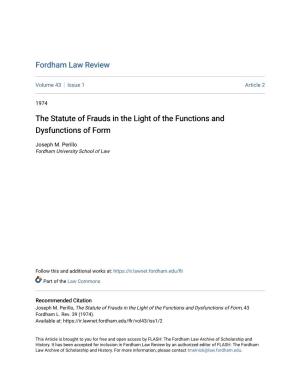 The Statute of Frauds in the Light of the Functions and Dysfunctions of Form