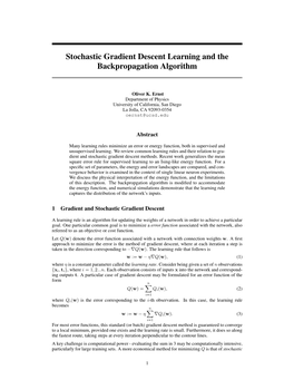 Stochastic Gradient Descent Learning and the Backpropagation Algorithm