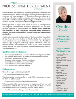 Cynthia Kyriazis Is a Productivity Strategist, Organization Consultant, Time Management Coach, Speaker, and Author