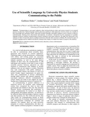 Use of Scientific Language by University Physics Students Communicating to the Public