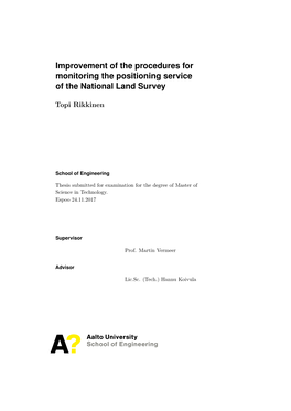 Improvement of the Procedures for Monitoring the Positioning Service of the National Land Survey