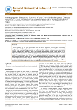 Anthropogenic Threats to Survival of The