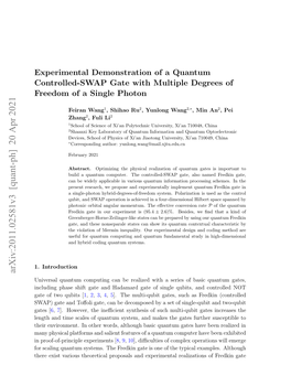 Experimental Demonstration of a Quantum Controlled-SWAP Gate with Multiple Degrees of Freedom of a Single Photon