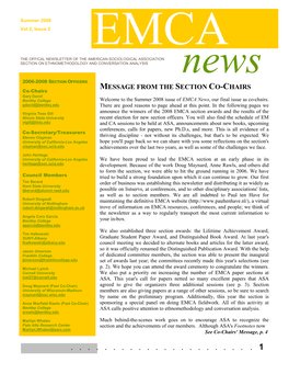 EMCA News , Our Final Issue As Co-Chairs