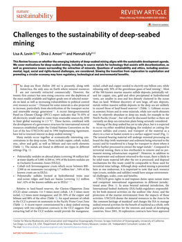 Challenges to the Sustainability of Deep-Seabed Mining
