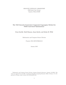 The TAO Linearly-Constrained Augmented Lagrangian Method for PDE-Constrained Optimization1