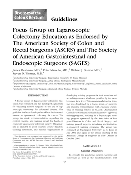 Focus Group on Laparoscopic Colectomy Education As Endorsed