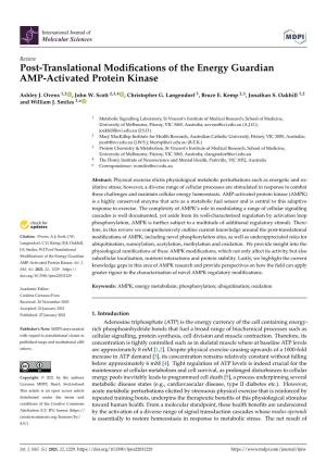 Post-Translational Modifications of the Energy Guardian AMP-Activated