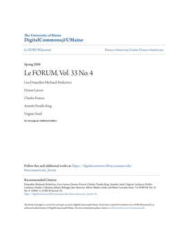 Le FORUM, Vol. 33 No. 4 Lisa Desjardins Michaud, Rédactrice