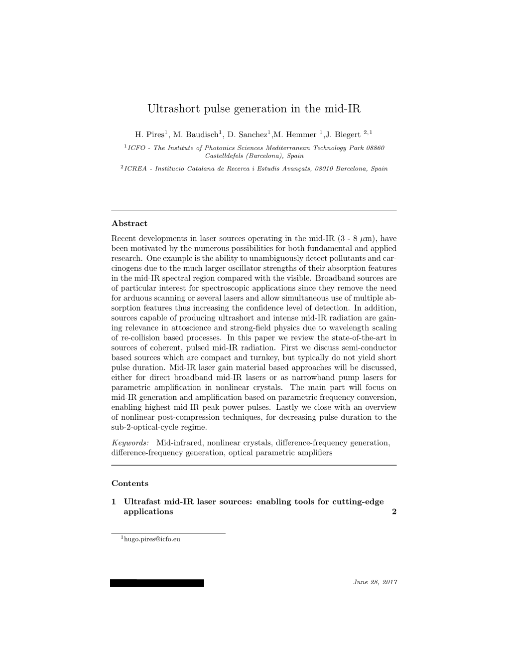 Ultrashort Pulse Generation in the Mid-IR