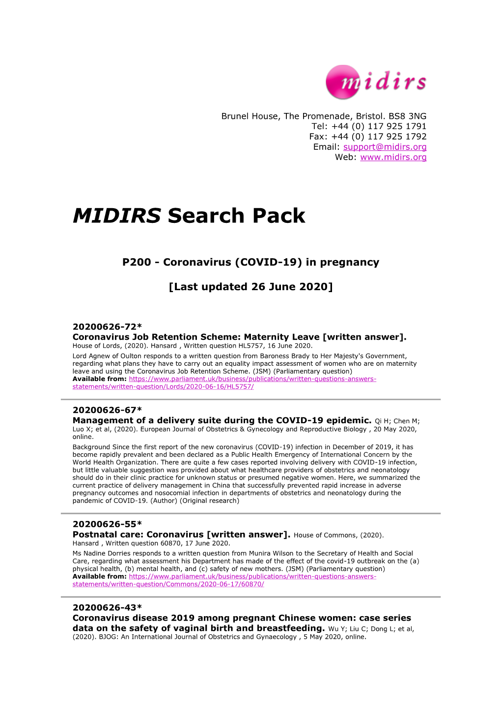 MIDIRS Search Pack