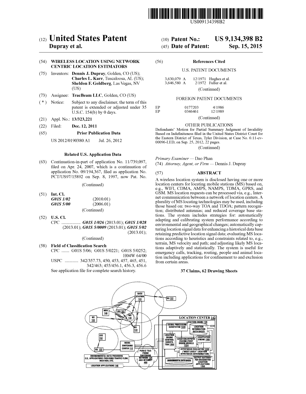 (12) United States Patent (10) Patent No.: US 9,134,398 B2 Dupray Et Al