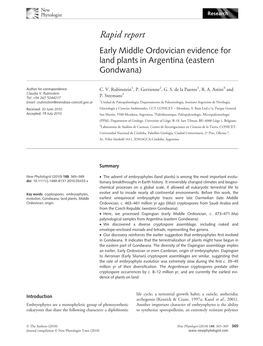 Early Middle Ordovician Evidence for Land Plants in Argentina (Eastern Gondwana)