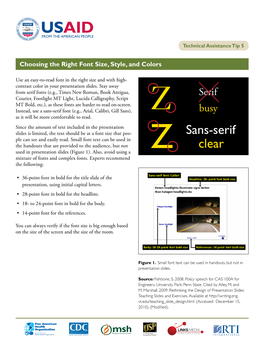 Technical Assistance Tip 5: Choosing the Right Font Size, Style, and Colors Page 2