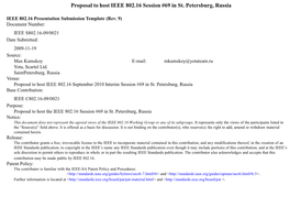Proposal to Host IEEE 802.16 Session #69 in St. Petersburg, Russia